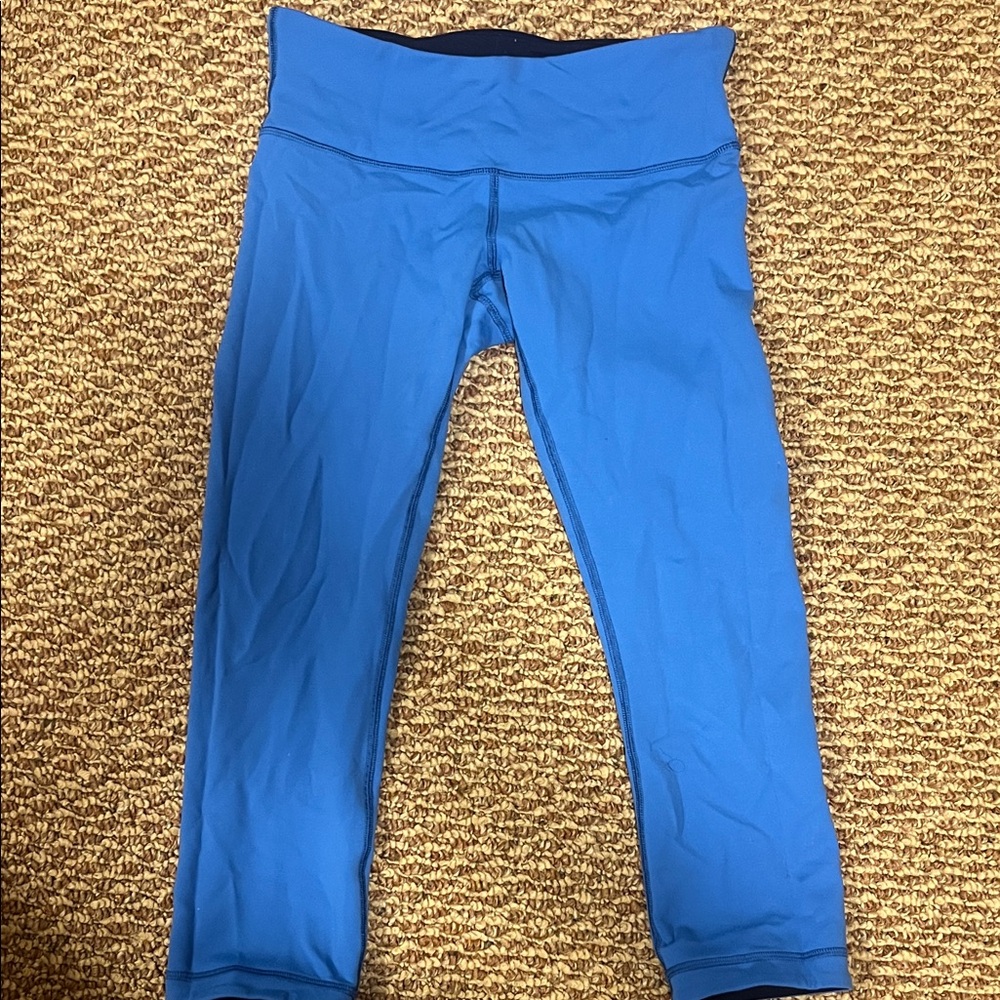 Lululemon Reversible Wunder Under Blue Navy Crop Leggings